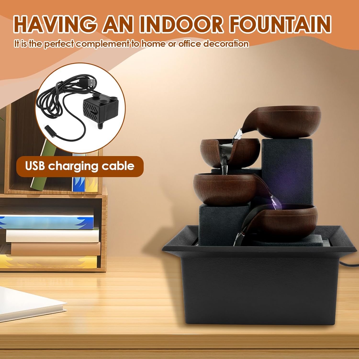 LYIYEYAN Tabletop Fountain with LED Light