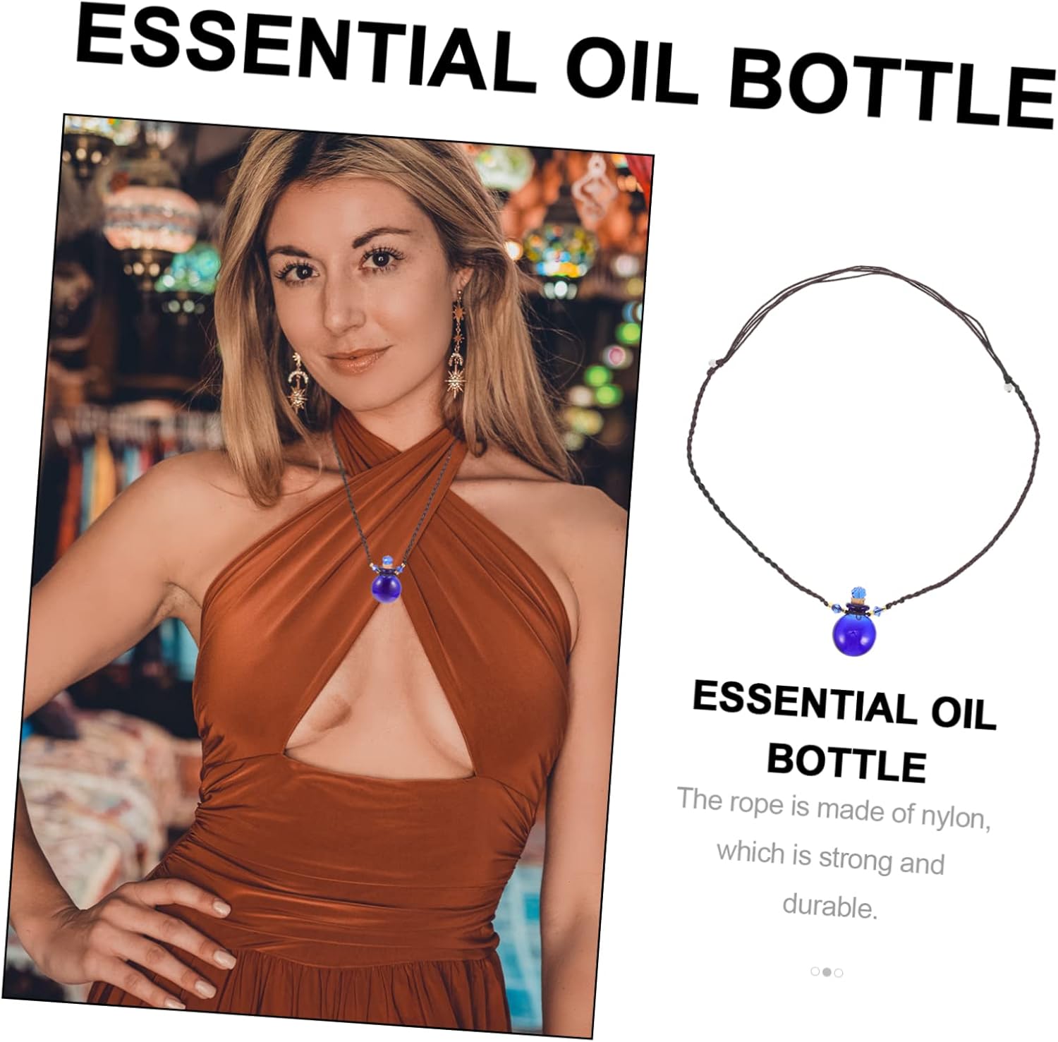 Adjustable Perfume Bottle Necklace for Car Diffusion and Home Use