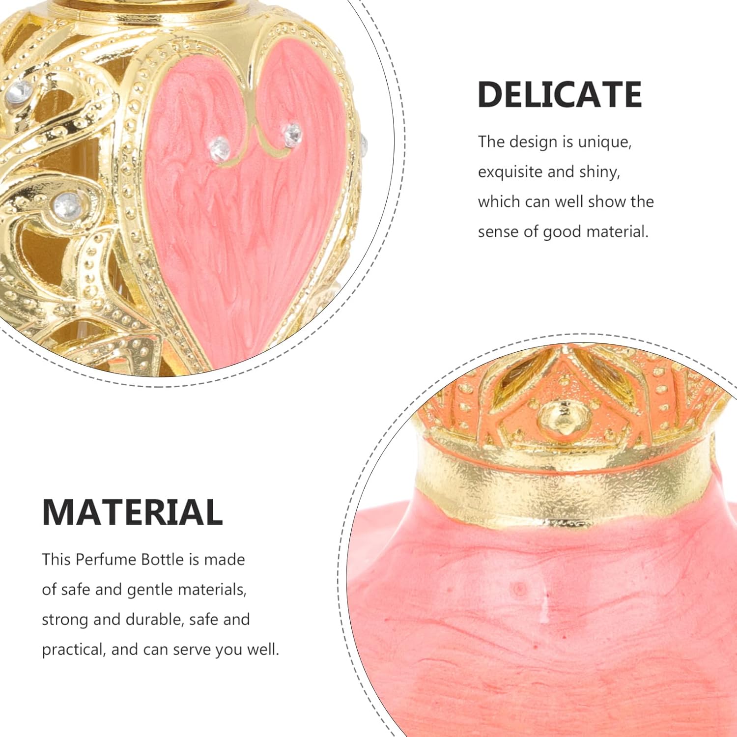 Luxshiny Heart Shaped Refillable Perfume Bottle Elegant Decorative Container for Essential Oils and Travel Use