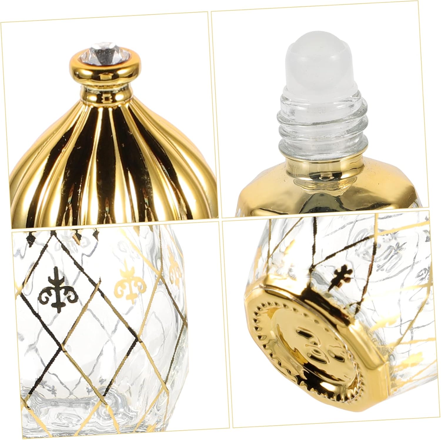 Middle Eastern Style Refillable Perfume Bottle with Vintage Crown Lid