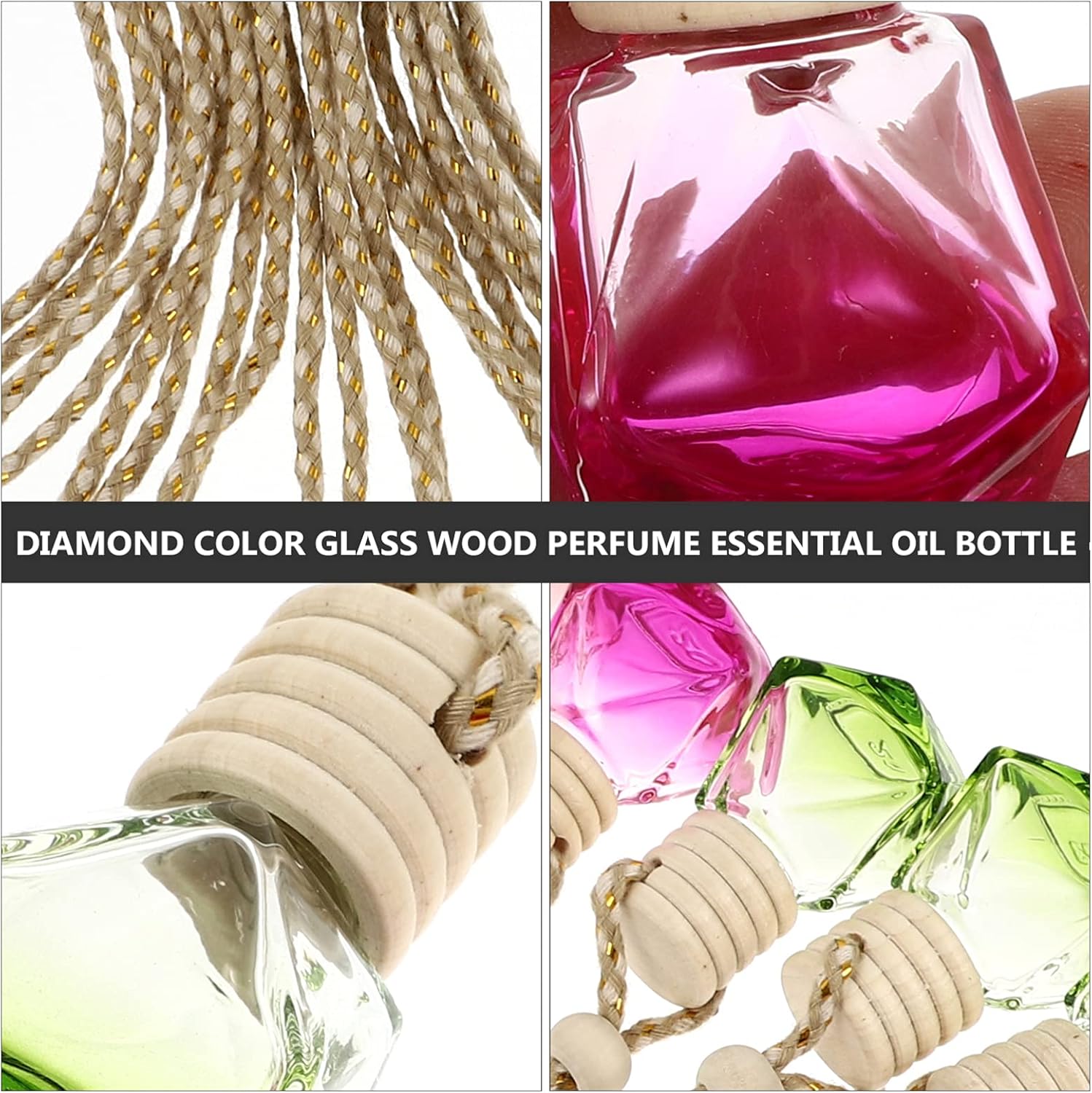 10PCS Refillable Perfume Bottle Set Colorful Glass Portable Hanging Decor for Home and Travel