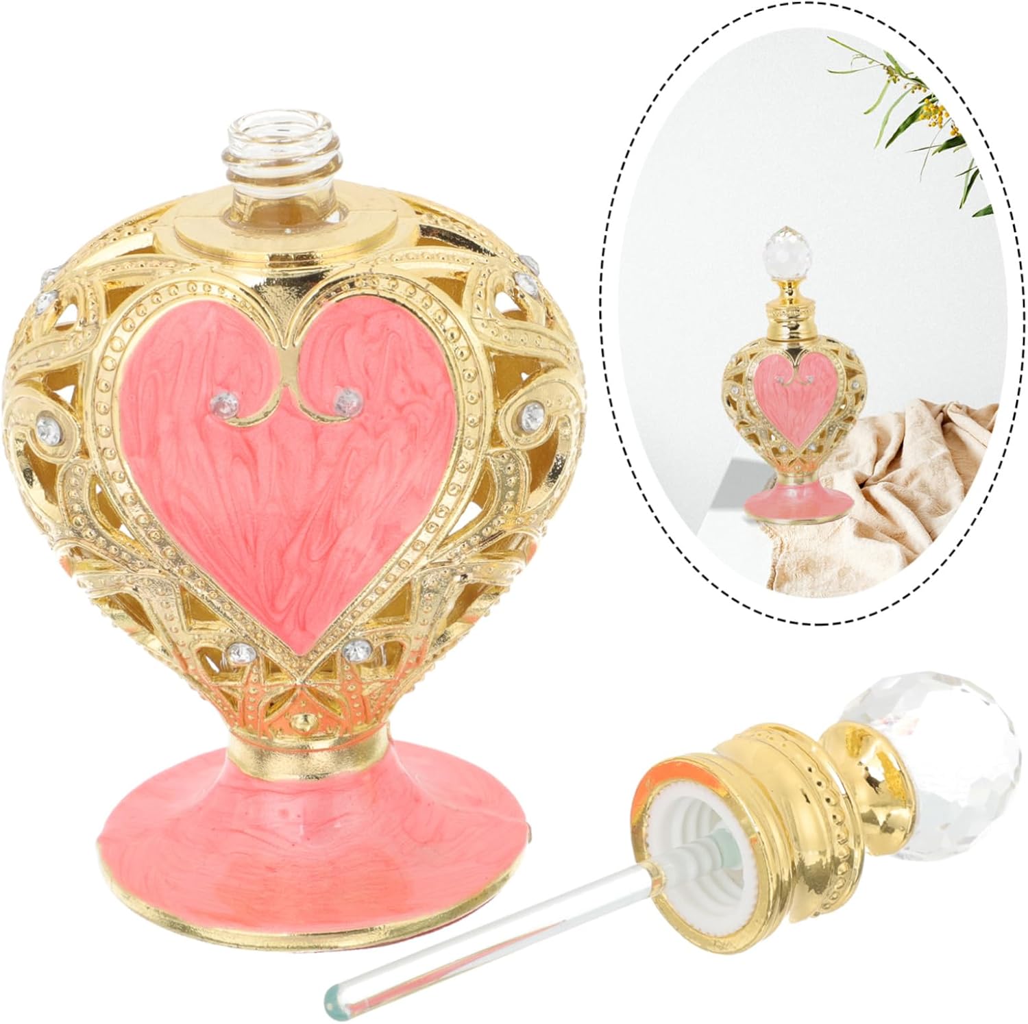 Ipetboom Heart Shaped Perfume Bottle Refillable Design for Essential Oils Fragrances Decoration