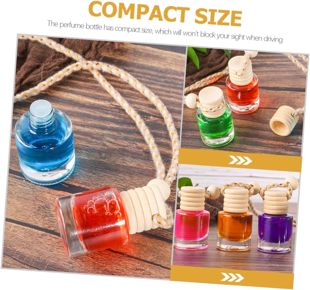 12Pcs Clear Perfume Bottles with Wood Cap for Home and Car Decoration