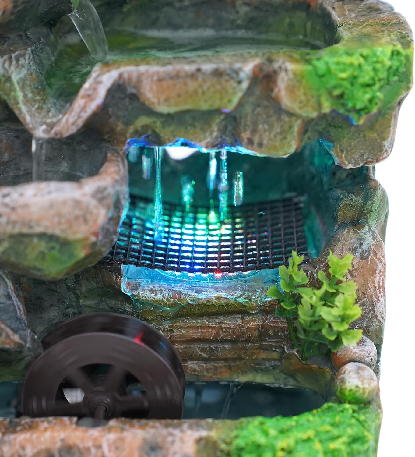 Gagalayong Tabletop Fountain with LED Lights and Natural Rocks