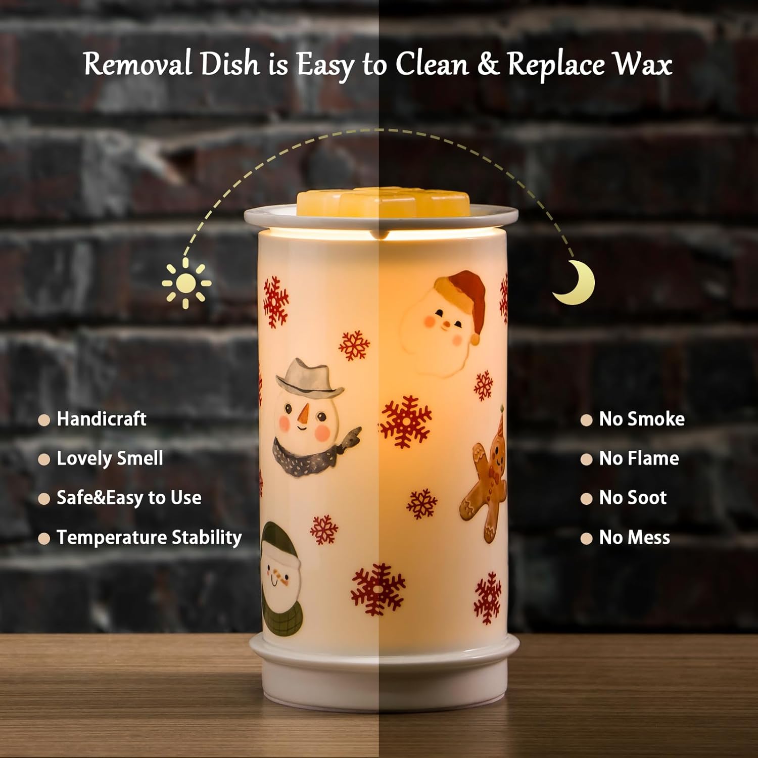 STAR MOON Ceramic Electric Wax Melter with 3D Snowman Design