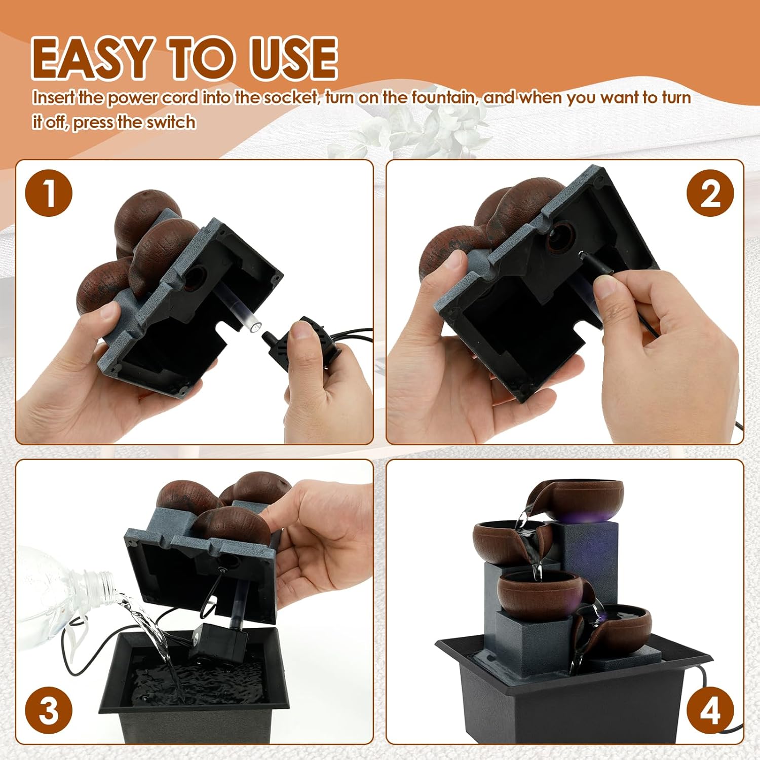 LYIYEYAN Tabletop Fountain with LED Light
