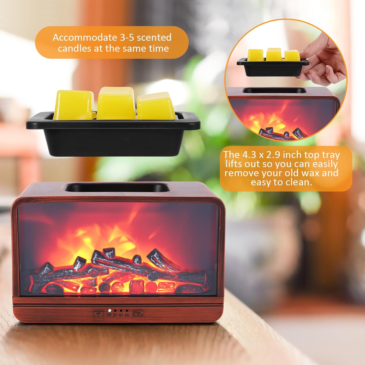 Wax Melt Warmer with Dynamic Flame and Timer