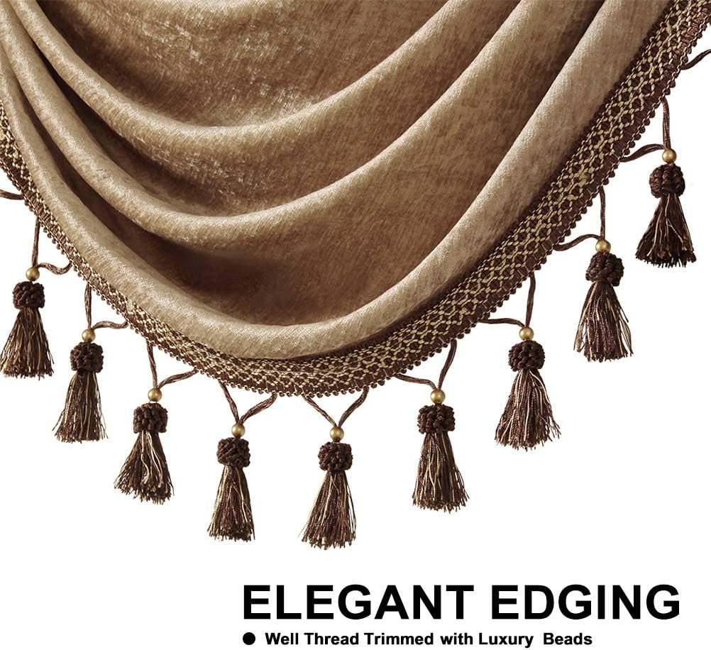 ELKCA Coffee Thick Chenille Swag Valance 30x22