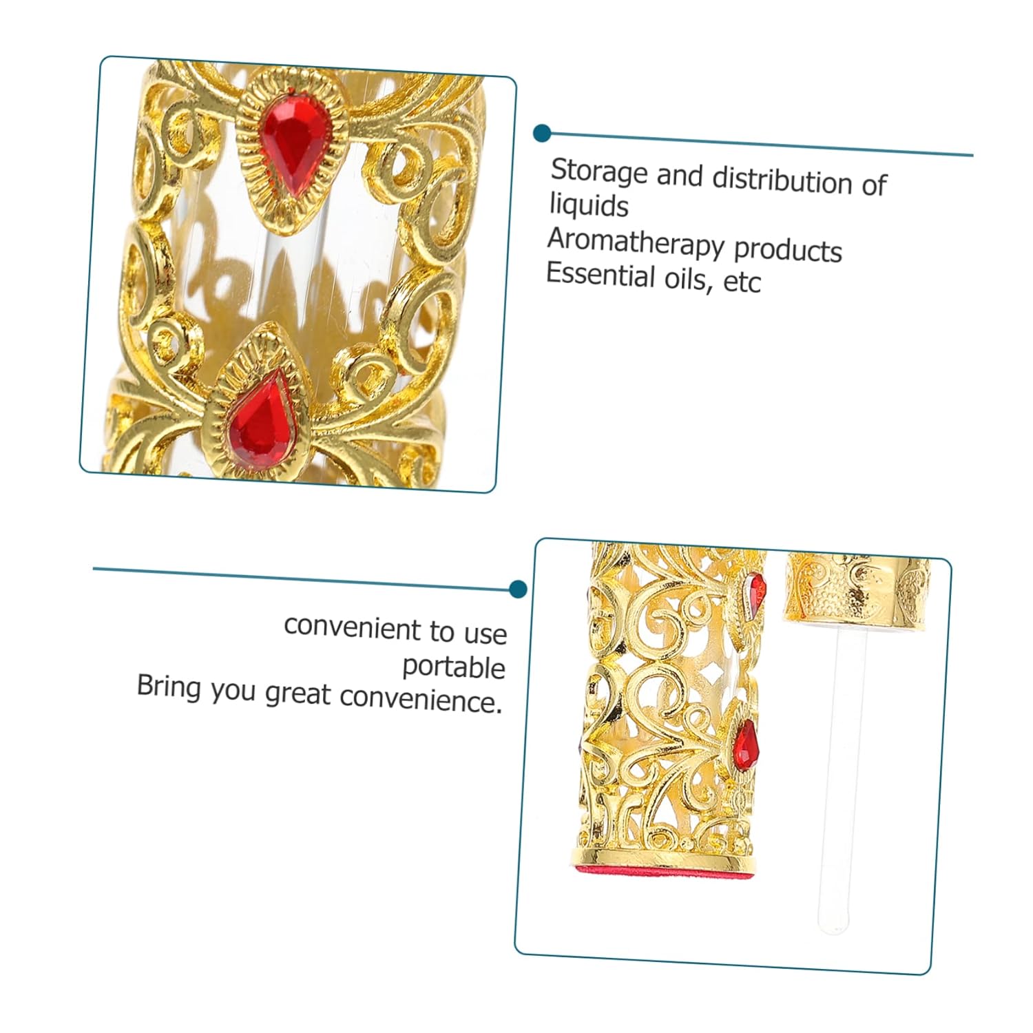 1pc Decorative Glass Perfume Bottle Vintage Style Essential Oil Container for Home and Travel