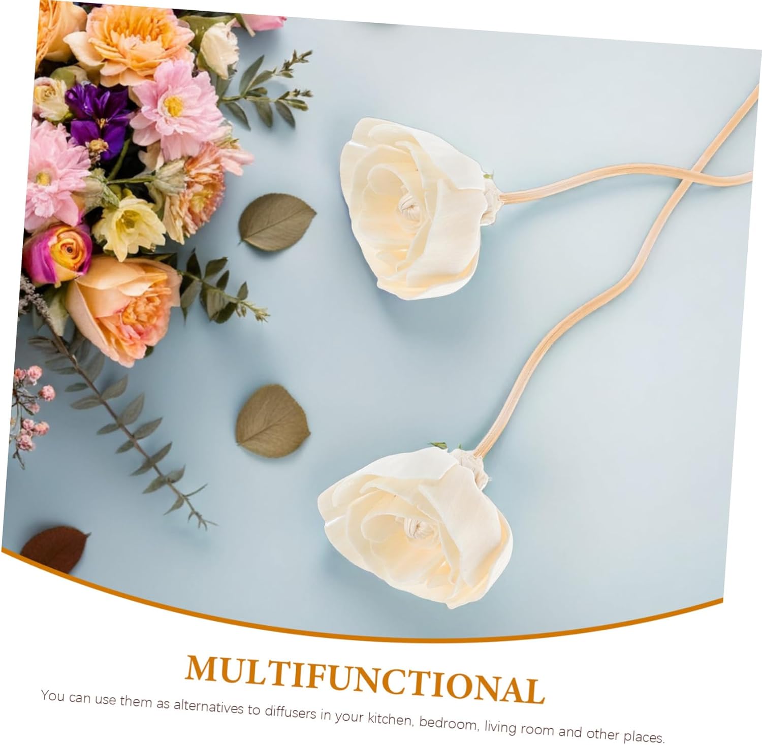 Alipis 8pcs Rattan Aromatherapy Diffuser Sticks with Flowers