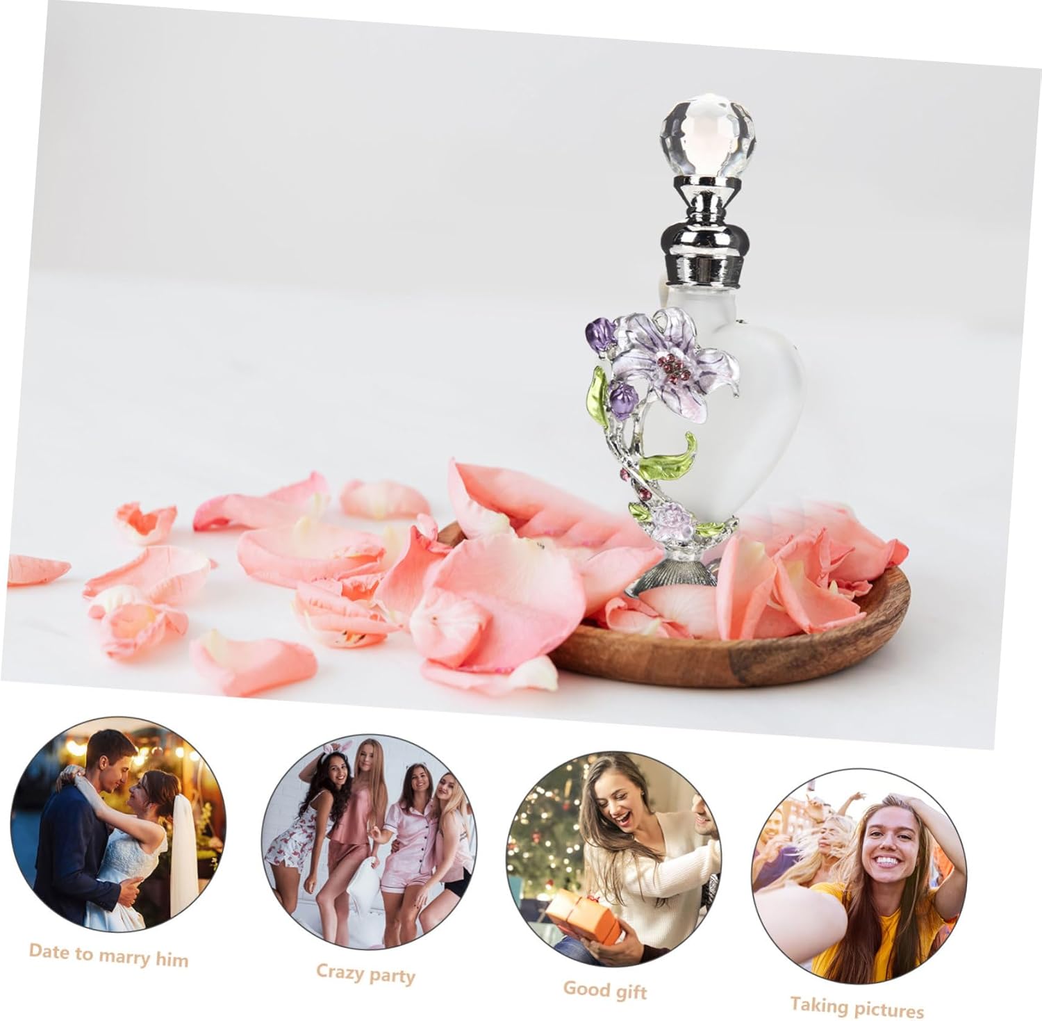 Vintage Floral Glass Perfume Bottle Refillable Enameled Container for Essential Oils Travel Home Decor 1