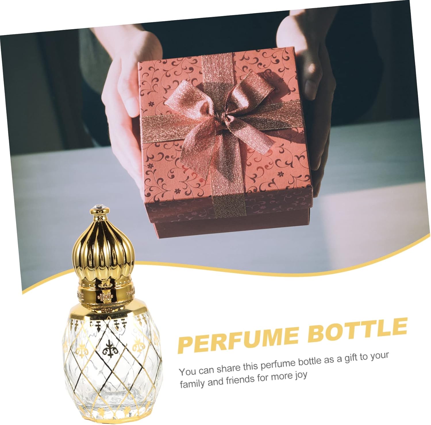 Cabilock 8ml Refillable Middle Eastern Gold Crown Aroma Bottle