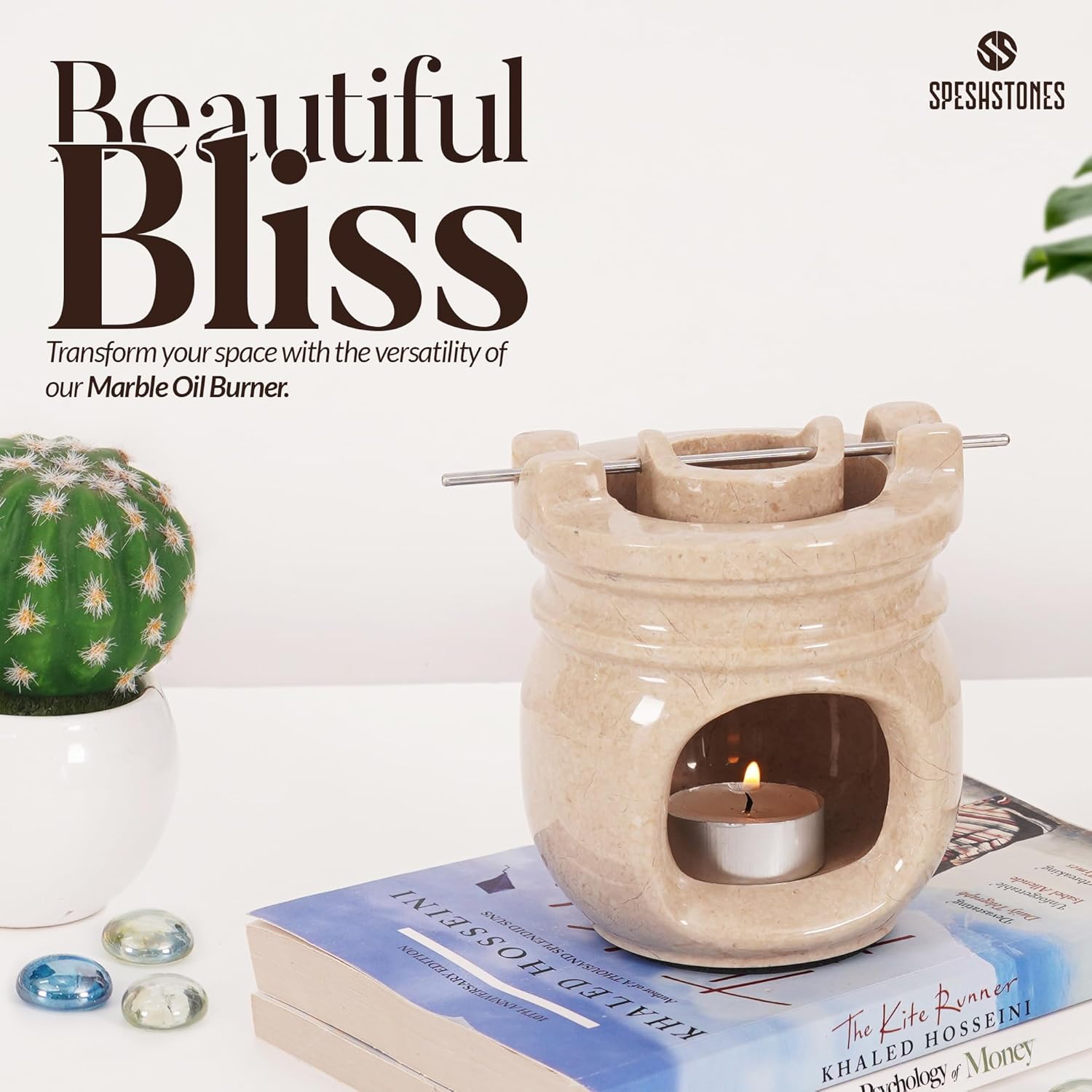 Marble Essential Oil Burner with 2 Tealights