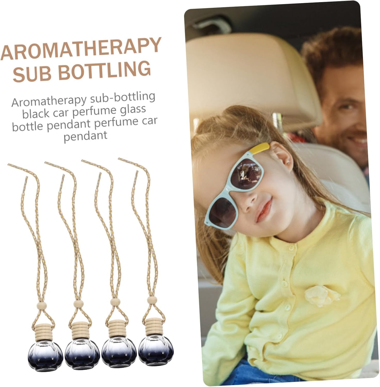 Car Perfume Hanging Pendant Set of 4 Aromatherapy Diffuser Bottles