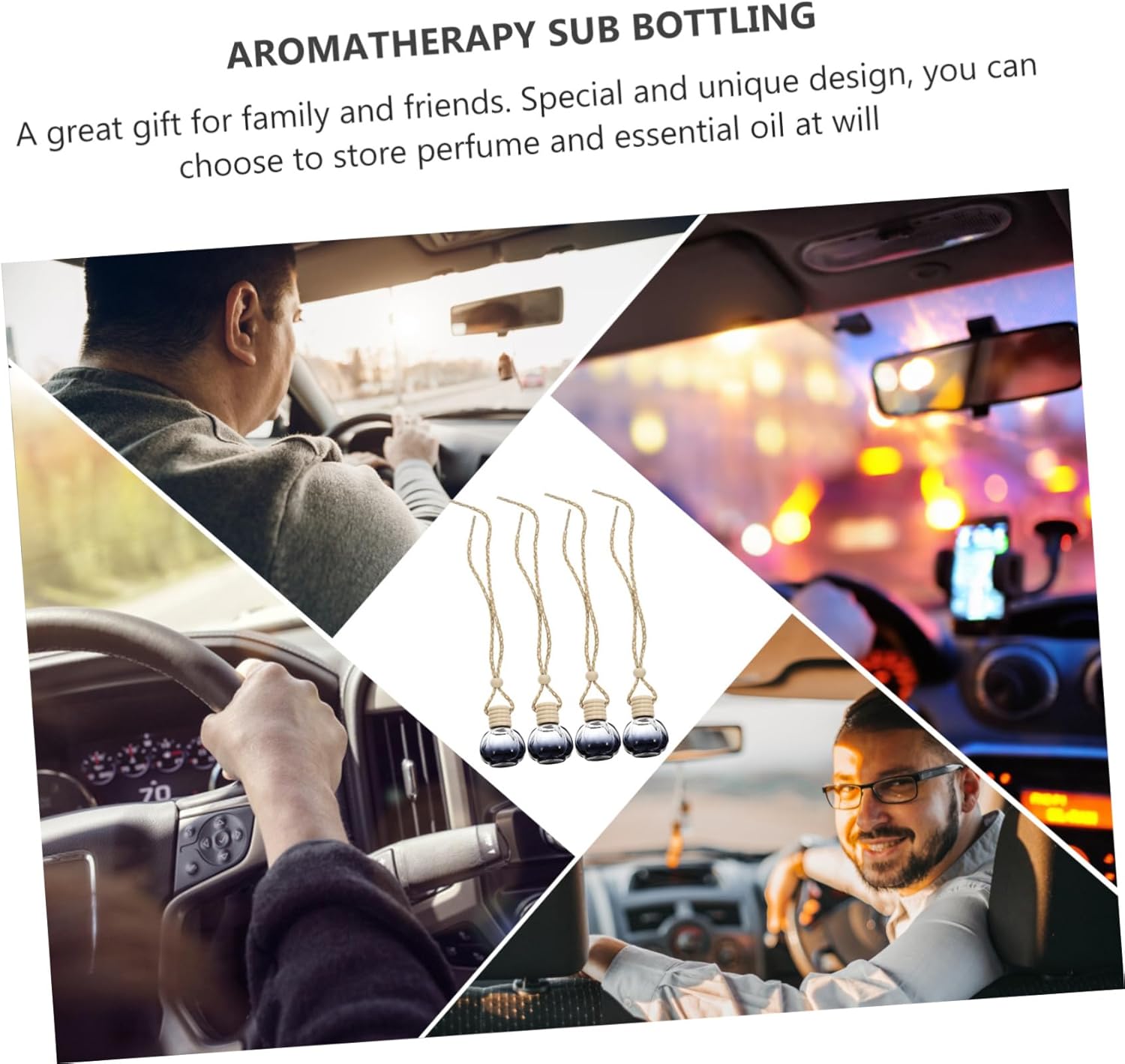 Car Perfume Hanging Pendant Set of 4 Aromatherapy Diffuser Bottles