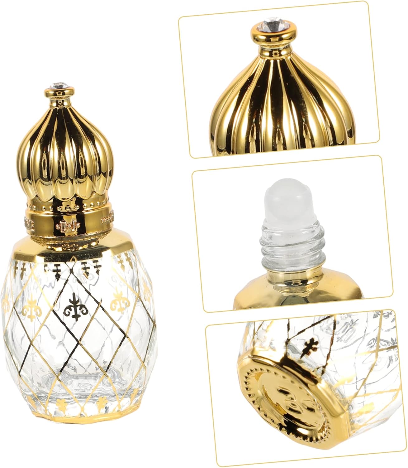 Cabilock 8ml Refillable Middle Eastern Gold Crown Aroma Bottle