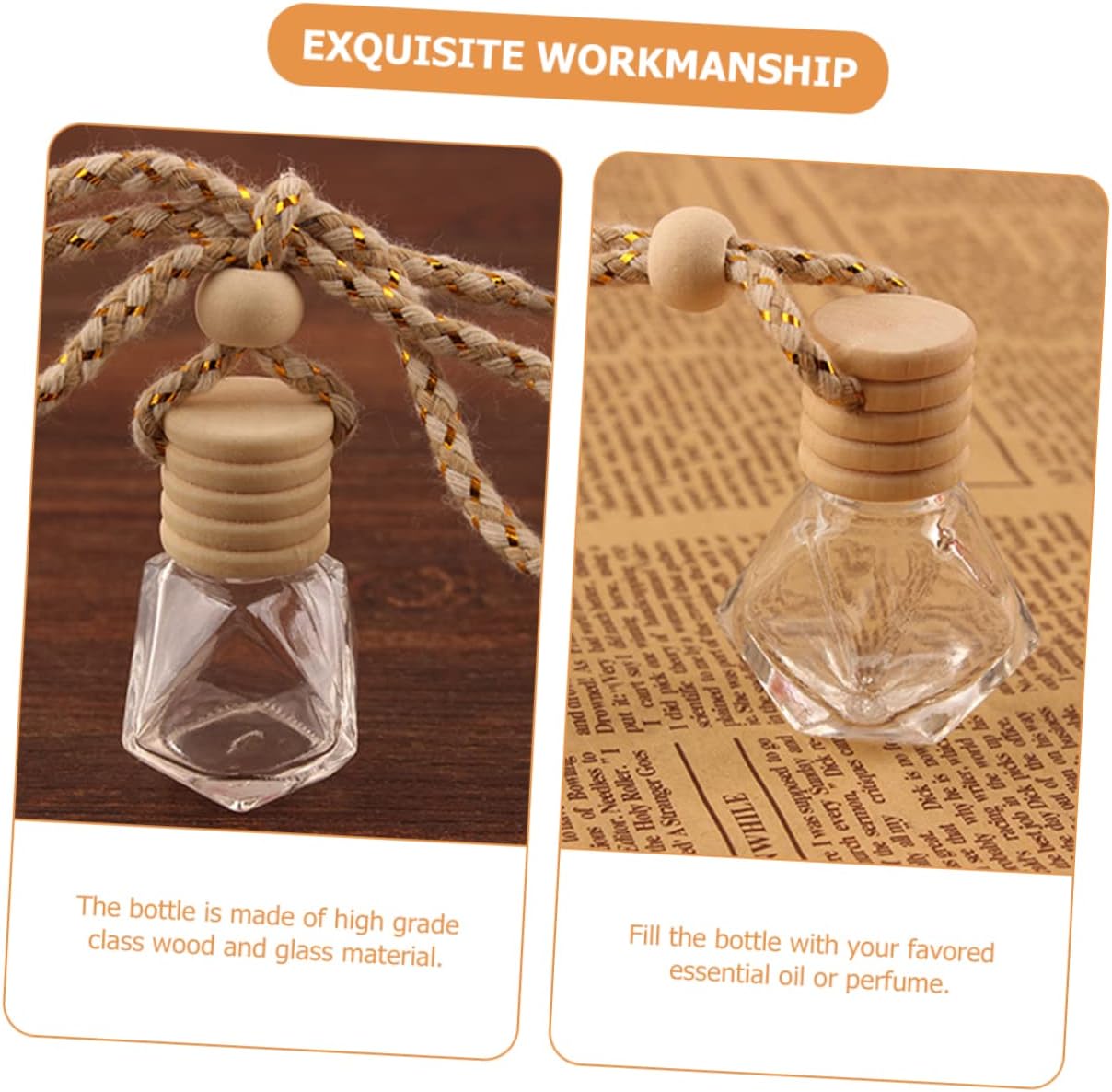 VOSAREA 10pcs Hanging Aroma Bottles for Car and Home