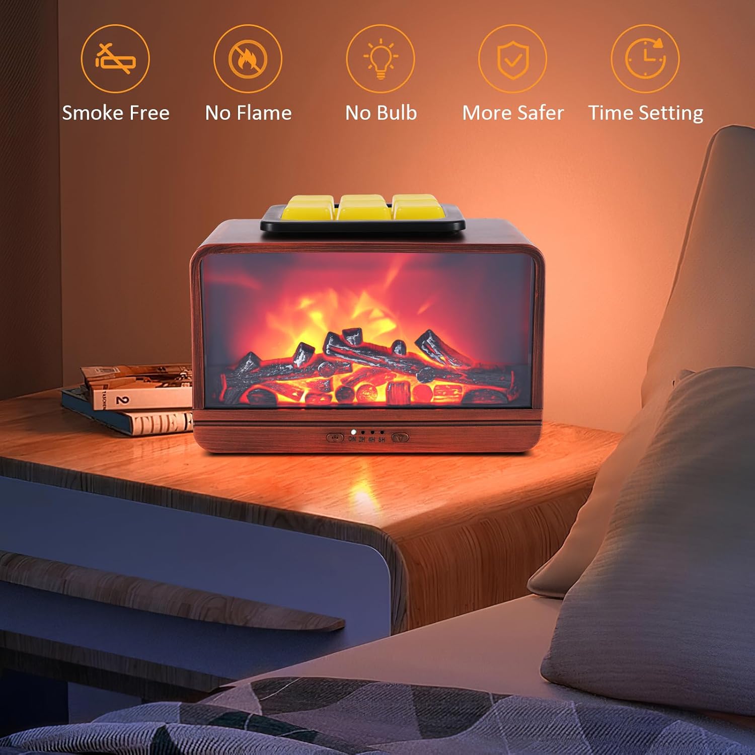 Wax Melt Warmer with Dynamic Flame and Timer