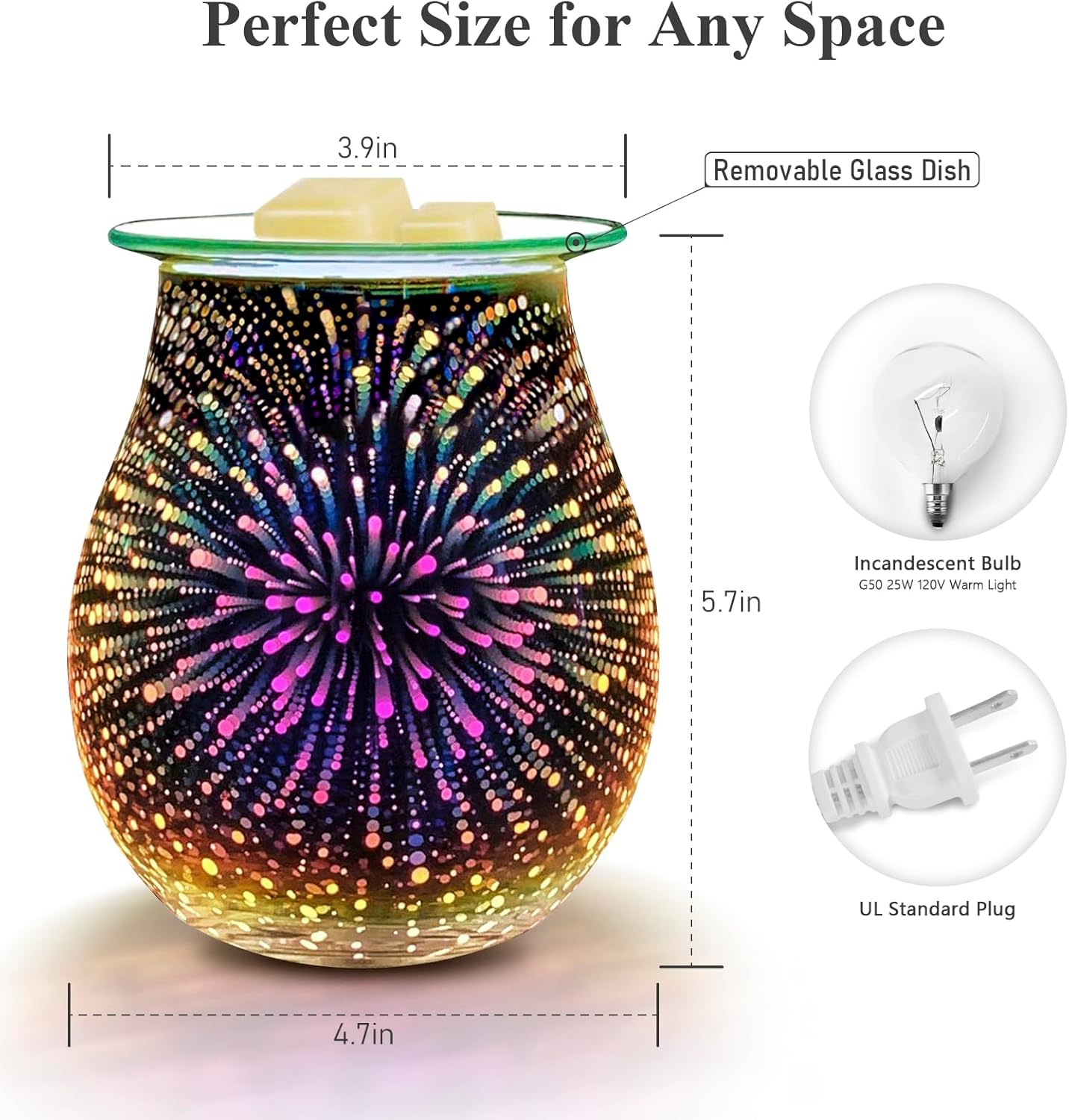 EQUSUPRO 3D Glass Wax Melt Warmer with Timer