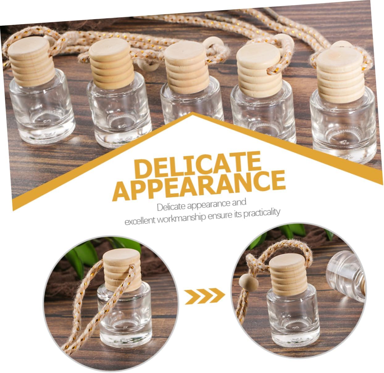 12Pcs Clear Perfume Bottles with Wood Cap for Home and Car Decoration