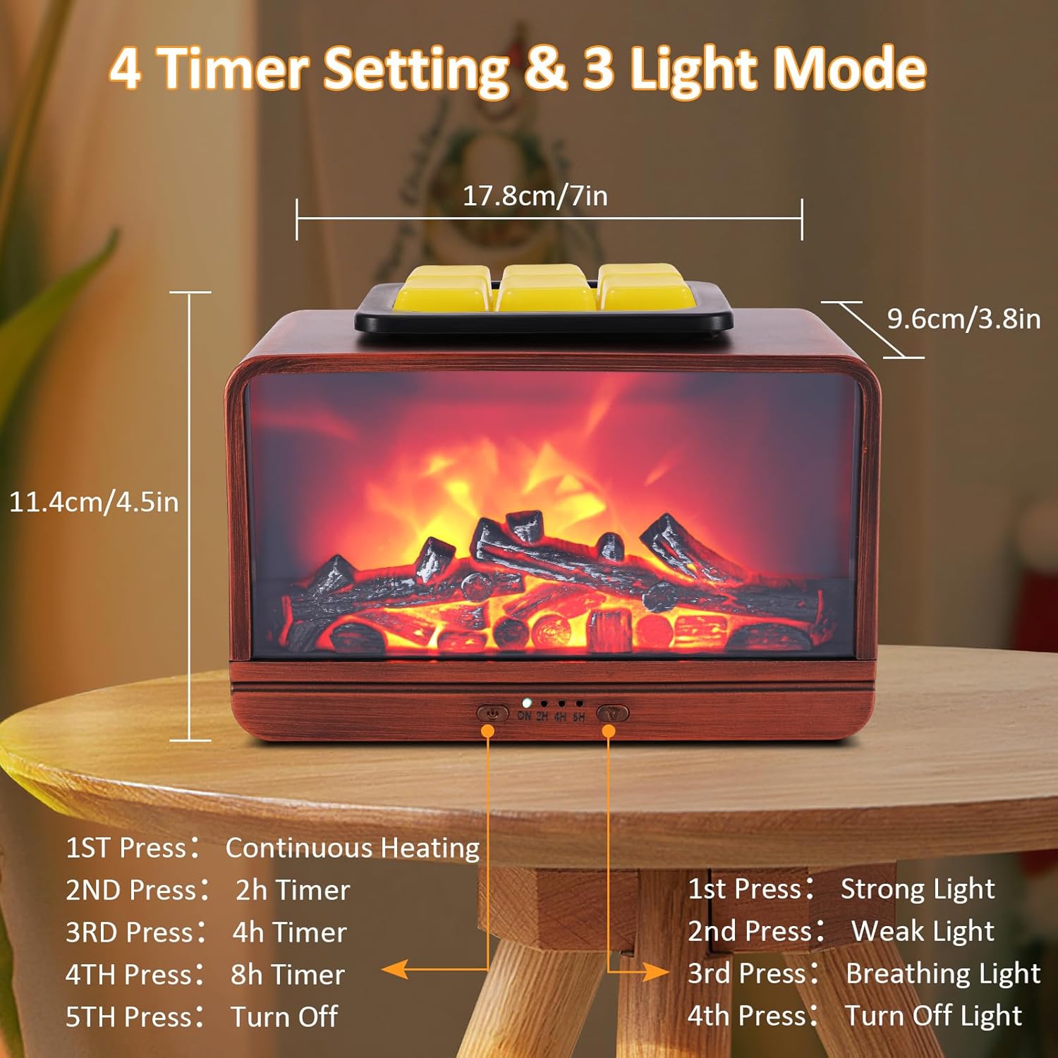 Wax Melt Warmer with Dynamic Flame and Timer