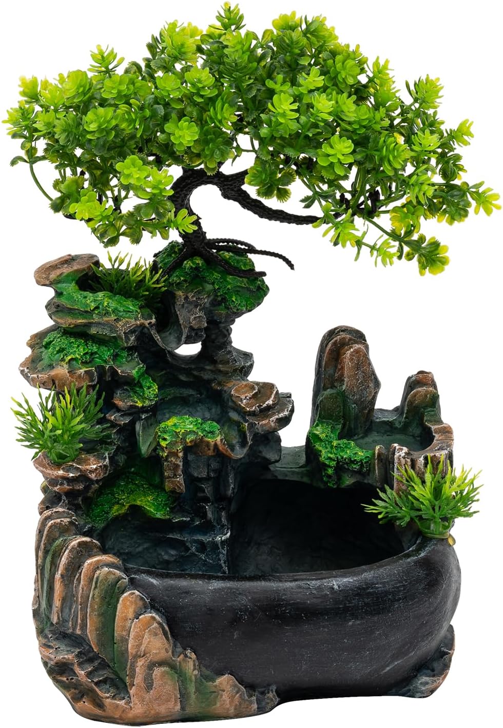 Indoor Tabletop Fountain Humidifier with Light and Rockery Design