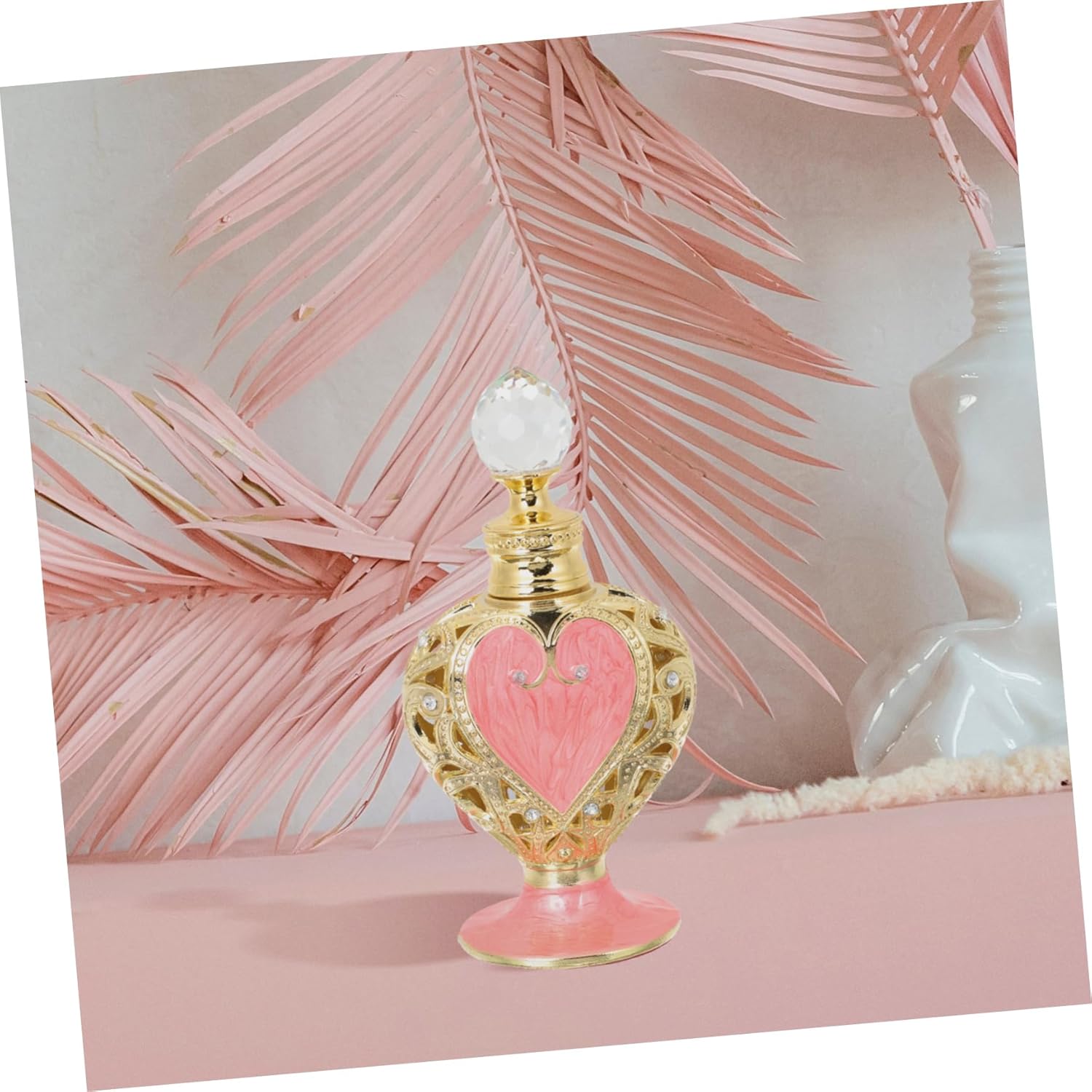 Heart Shaped Perfume Bottle Middle Eastern Style Decorative Refillable Container for Essential Oils