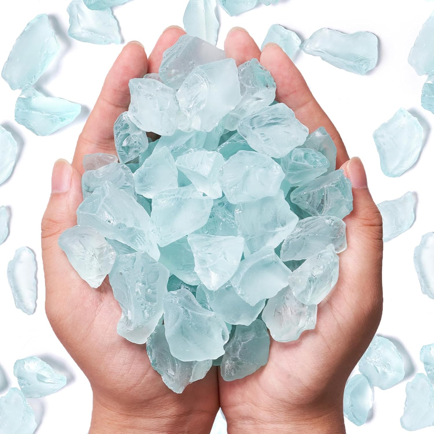 Versatile Frosted Sea Glass Blocks - 1LB Turquoise