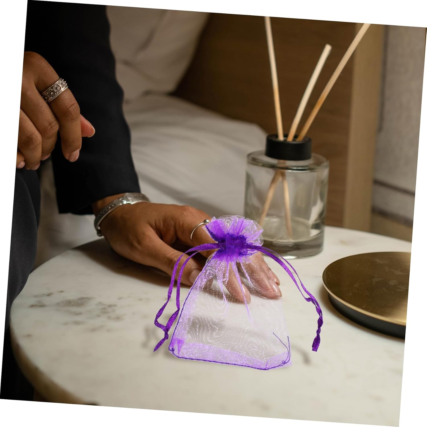 BIUDECO 100Pcs Drawstring Lavender Sachet Bags for DIY and Home Fragrance Use