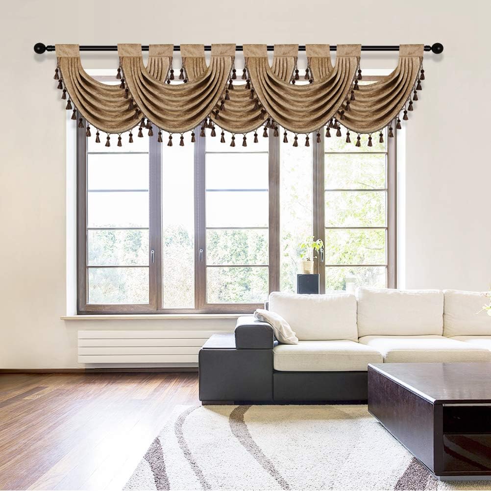 ELKCA Coffee Thick Chenille Swag Valance 30x22