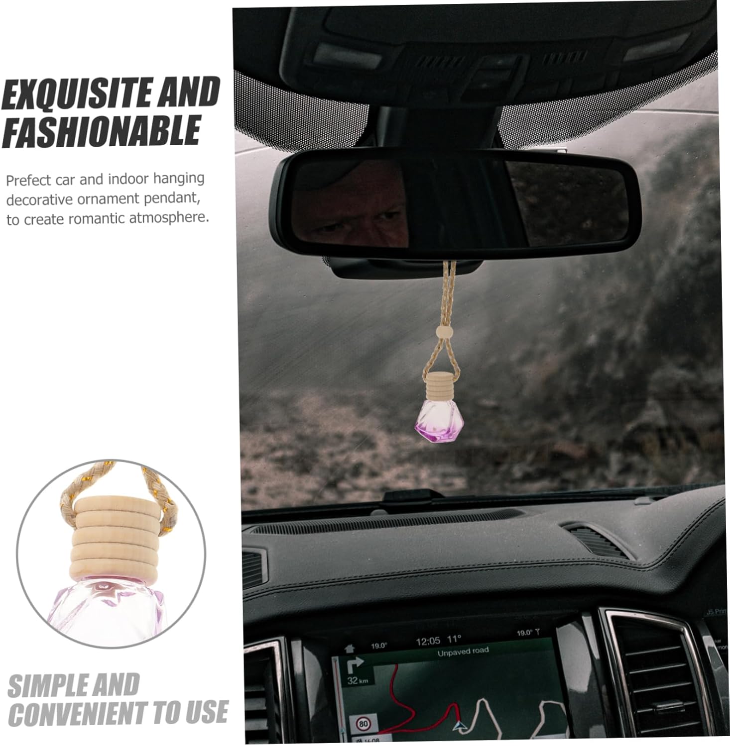 5Pcs Car Hanging Perfume Diffuser Bottles with Lid and String for Rearview Mirror Decor
