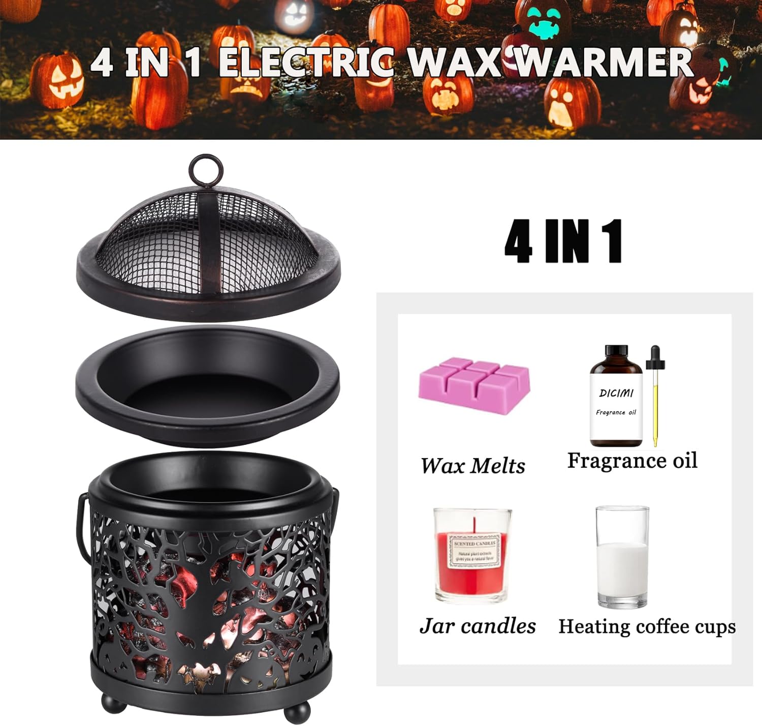 Dicimi Halloween Candle Wax Warmer with Skull Design