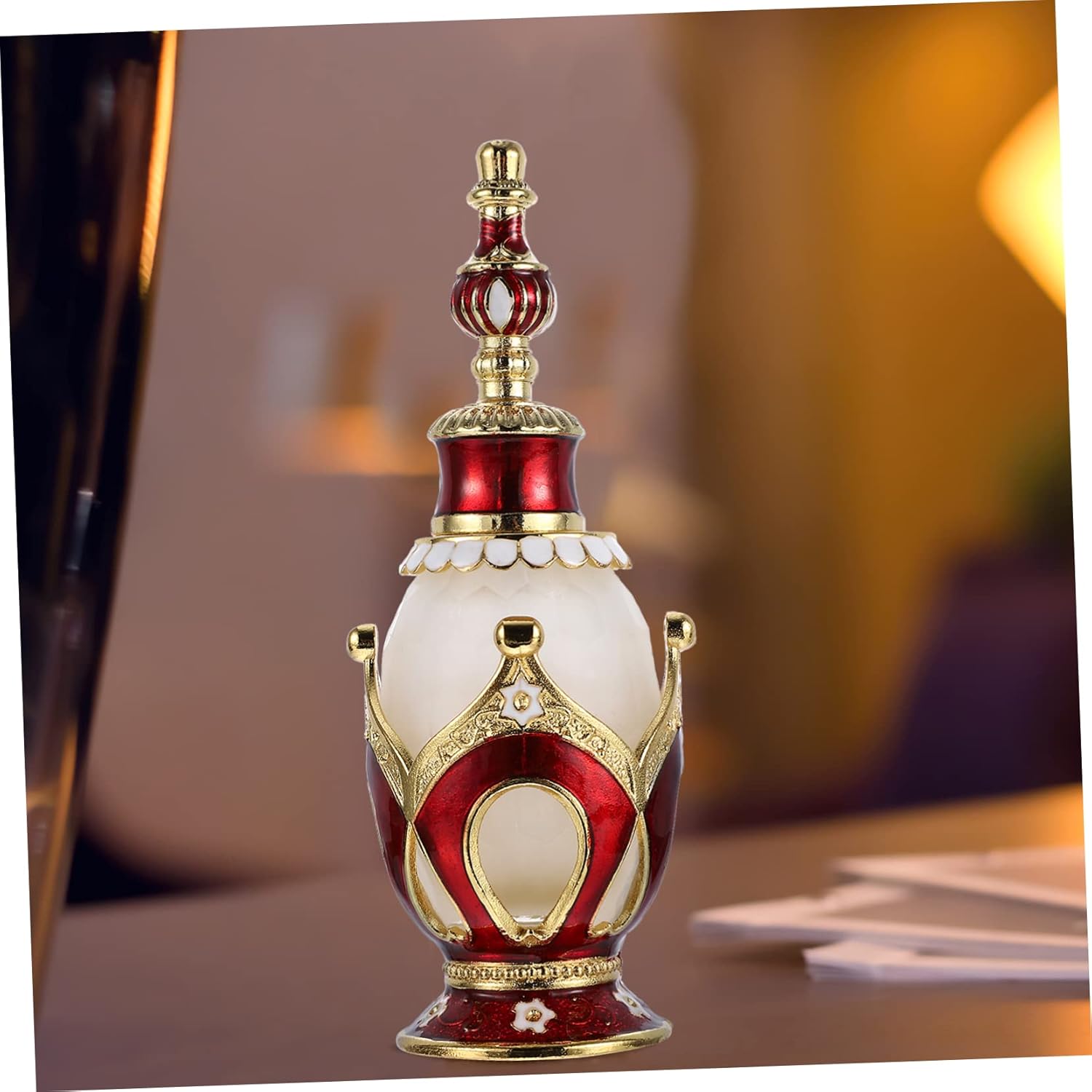 Didiseaon Vintage Glass Perfume Bottle with Alloy Crown Refillable Essential Oil Container