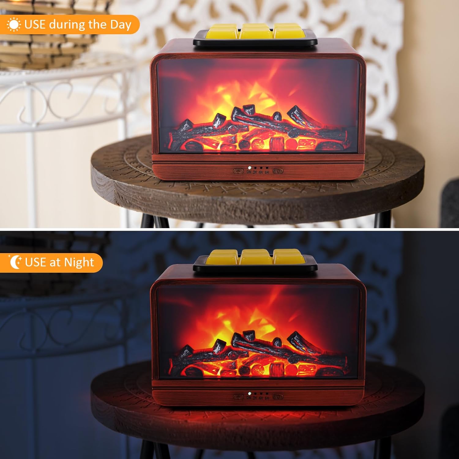 Wax Melt Warmer with Dynamic Flame and Timer