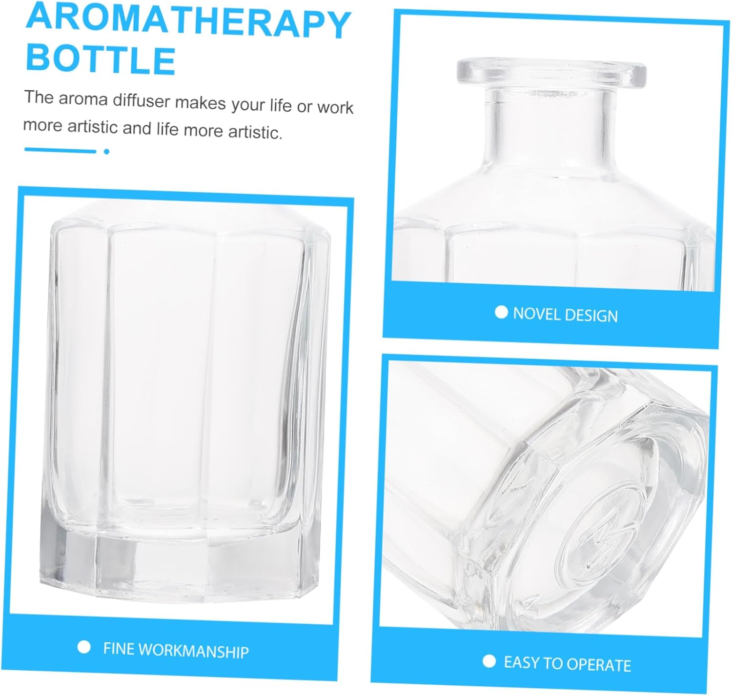 STOBAZA 2pcs Glass Bottles for Home Fragrance Diffuser and Perfume Storage