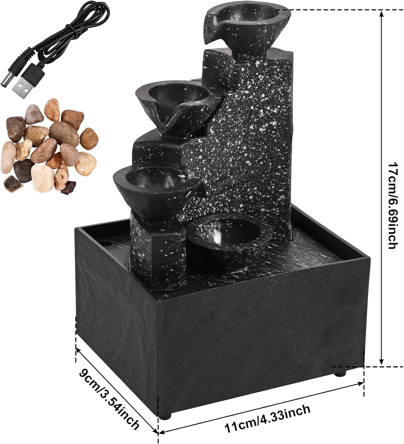 StuiPuil Tabletop Waterfall Decor with Soft Lights
