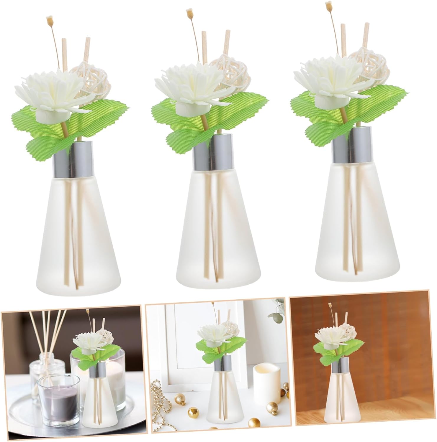 3Pcs Aroma Diffuser Elegant Glass Fragrance Bottles for Home Decor and Essential Oils