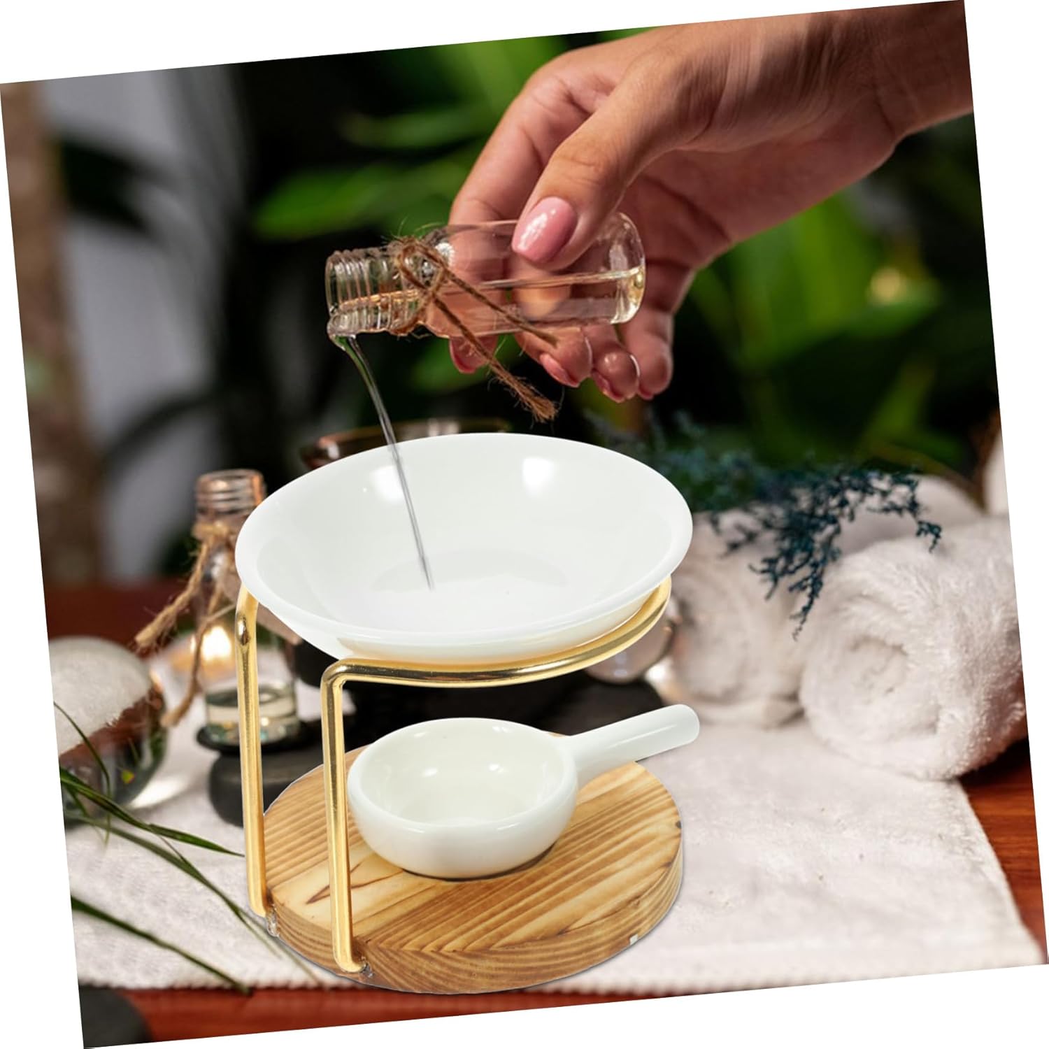1Set Essential Oil Burner with Vintage Ceramic Design