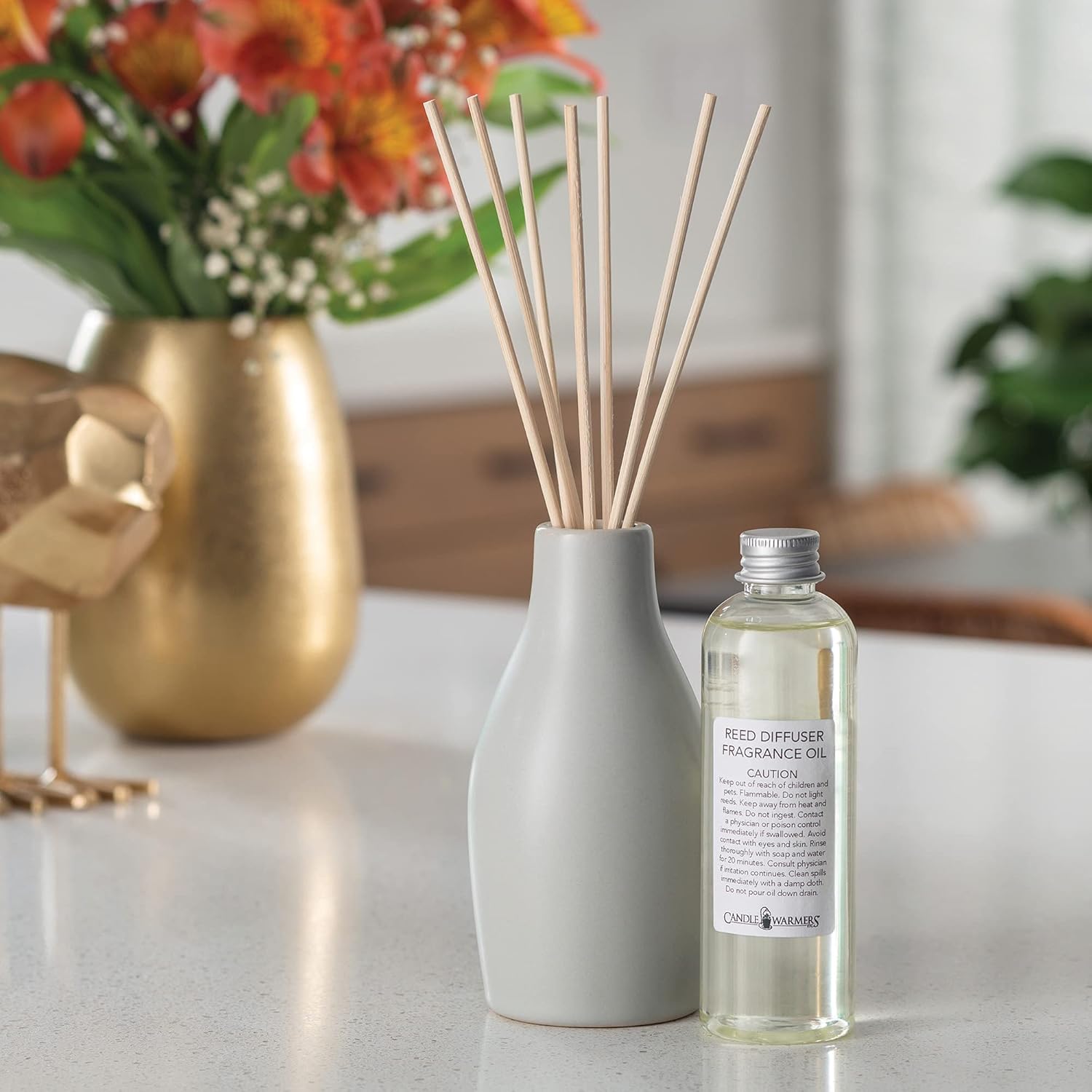 Candle Warmers Etc Ceramic Reed Diffuser with Sweet Love Spell Fragrance