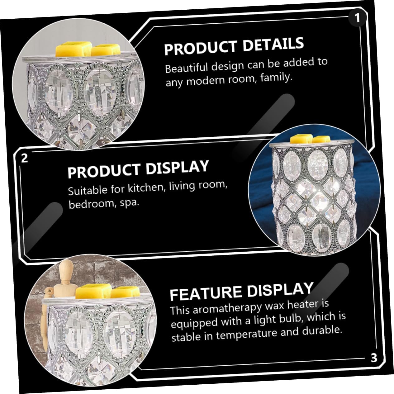 White Crystal Aromatherapy Burner Lamp with Eco-Friendly Wax Holder