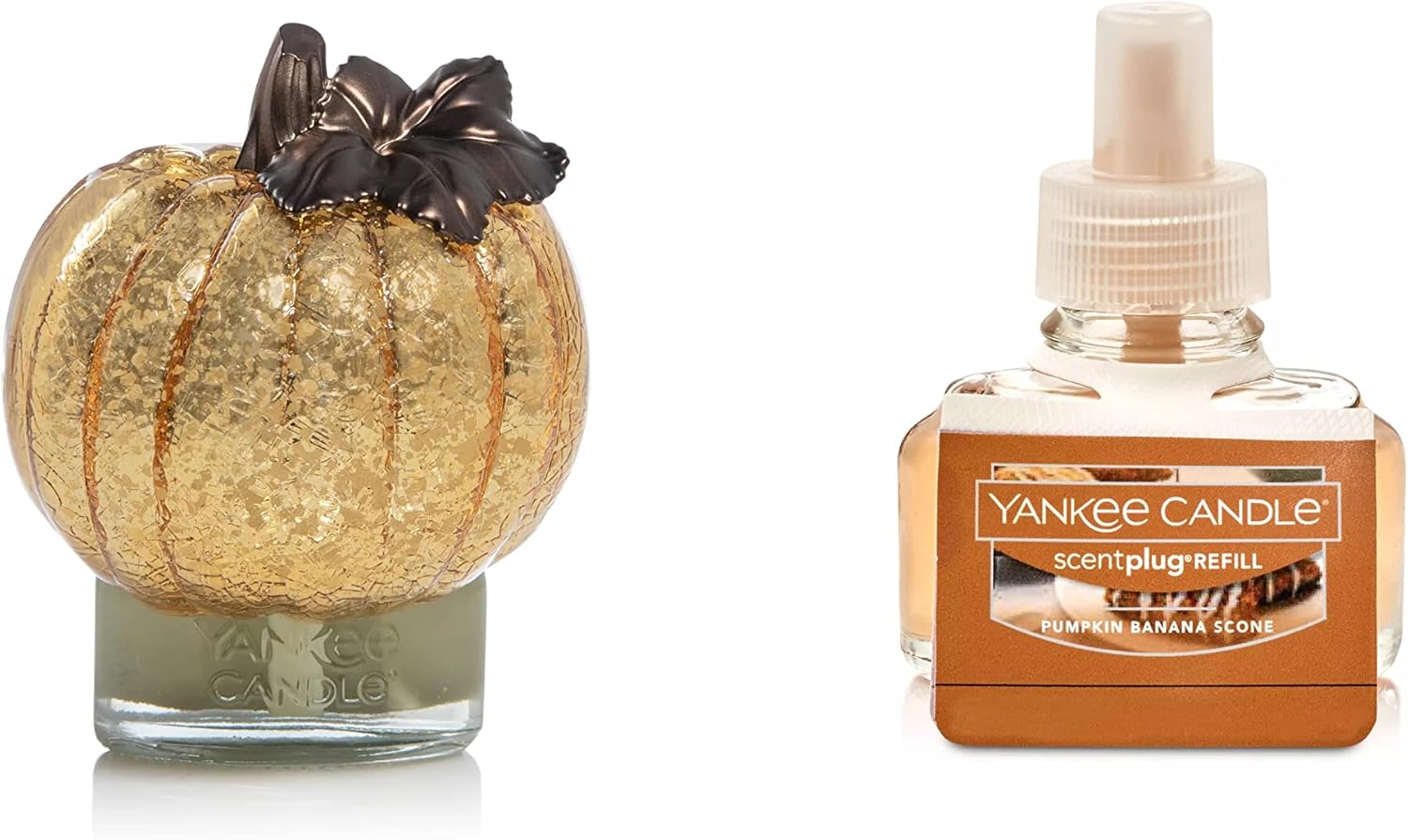 Yankee Candle Crackle Pumpkin with Light Diffuser and Pumpkin Banana Scone Refill
