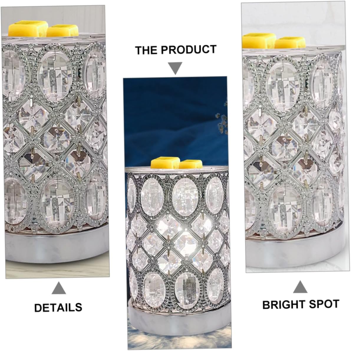 Magiclulu 1pc Romantic Aroma Burner Warm Wax Melting Lamp Crystal Fragrance Holder Night Light