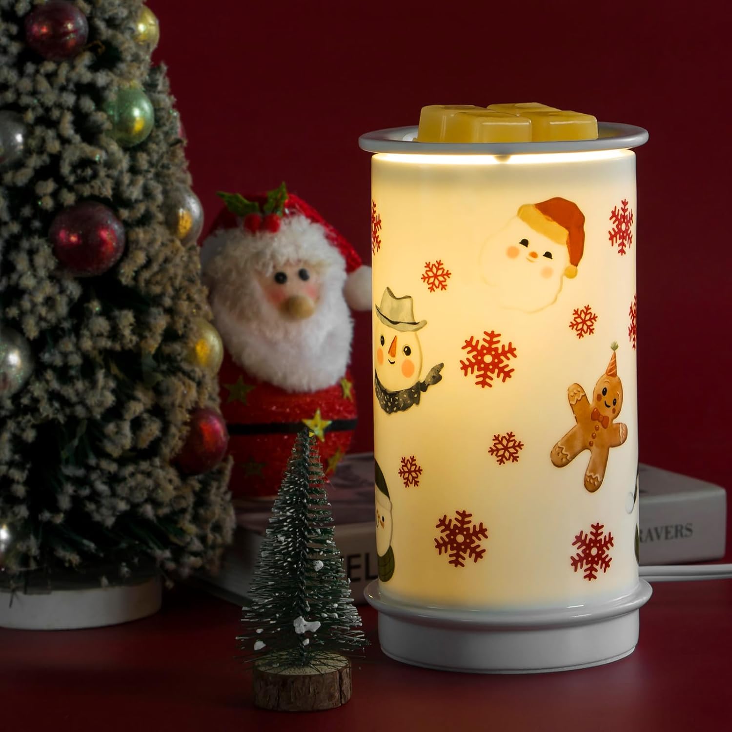 STAR MOON Ceramic Electric Wax Melter with 3D Snowman Design