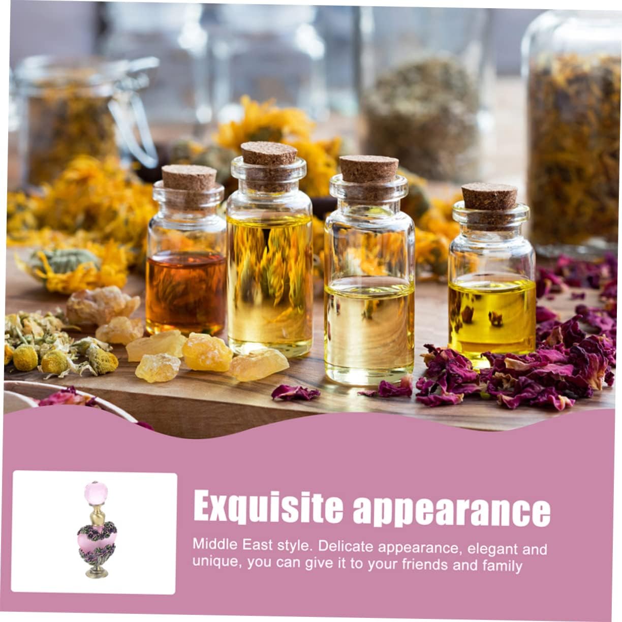 VICASKY 2Pcs Vintage Perfume Bottle Elegant Decorative Essential Oil Container