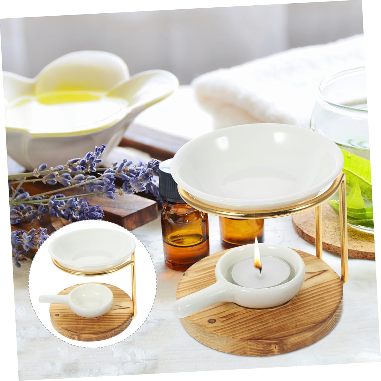 1Set Essential Oil Burner with Vintage Ceramic Design