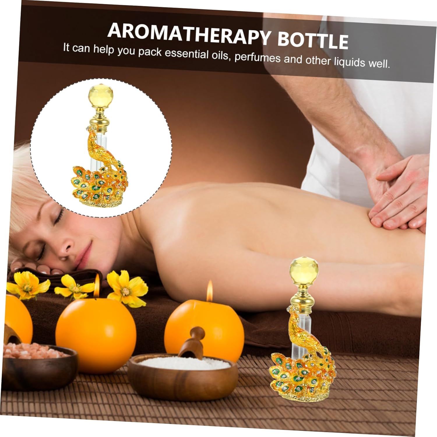 Antique Peacock Design Perfume Bottle Vintage Glass Container for Essential Oils