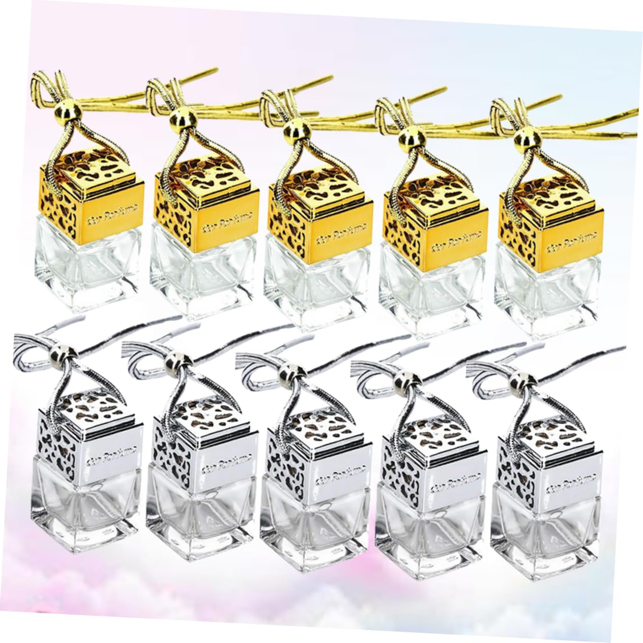 10 Pcs 8ml Square Glass Perfume Bottle Decorative Aroma Diffuser for Men Women