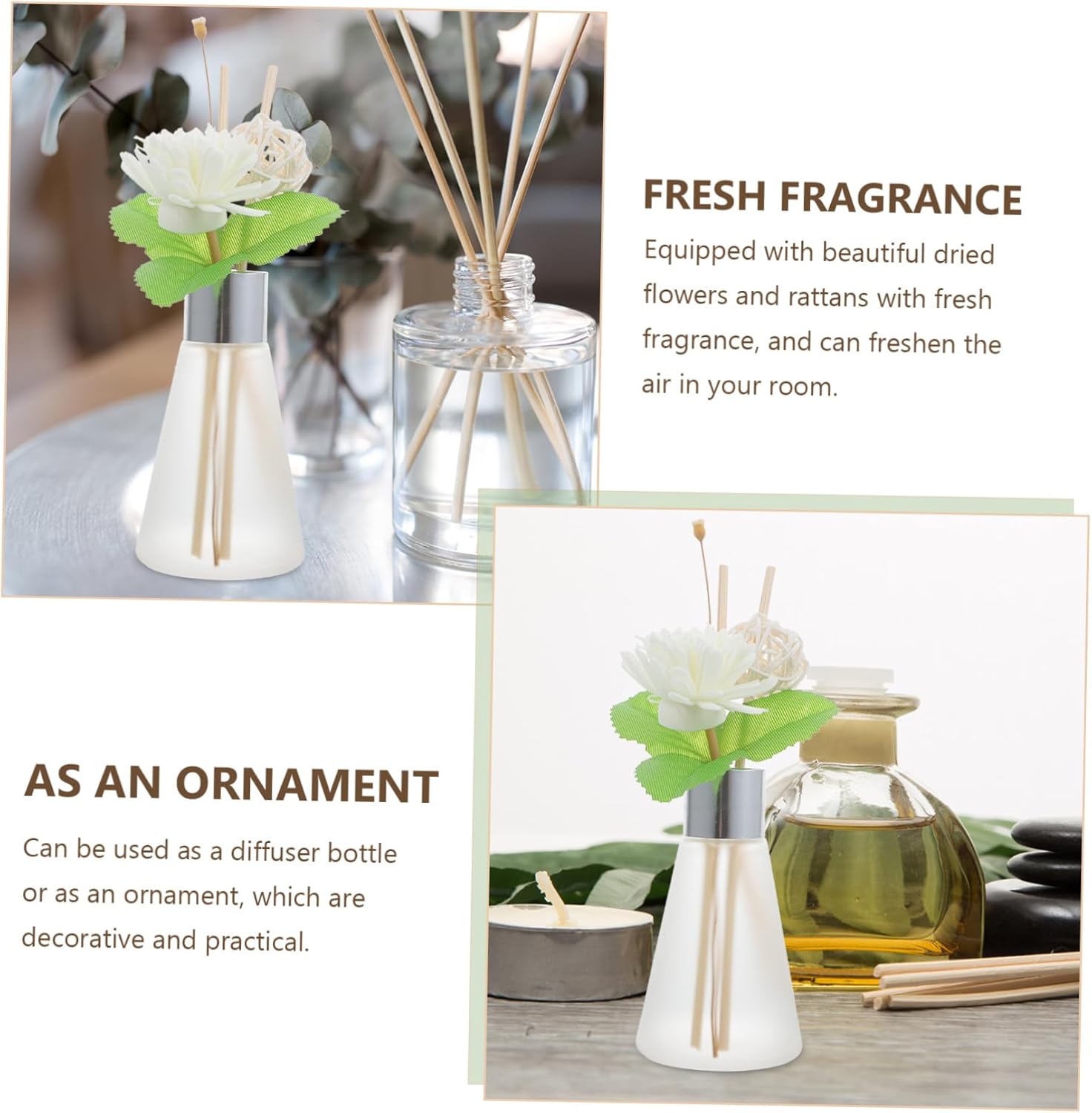 3Pcs Aroma Diffuser Elegant Glass Fragrance Bottles for Home Decor and Essential Oils