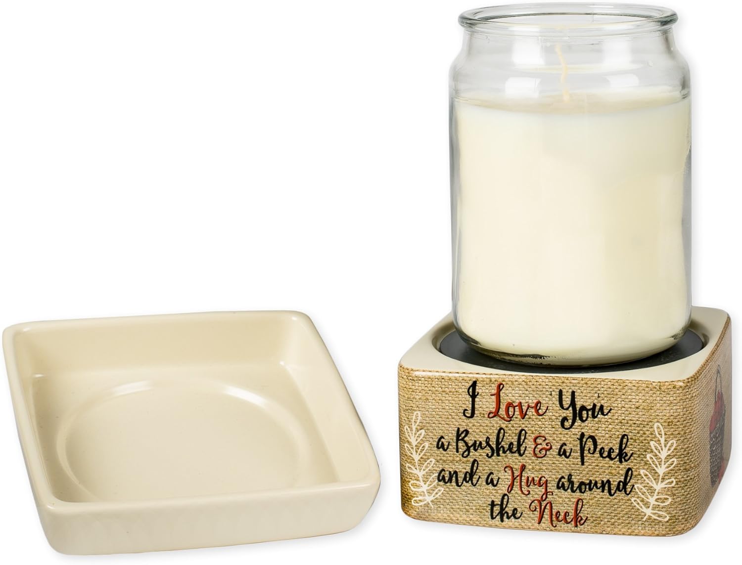 2 Pc Set Love You to The Moon and Back Love You Bushel and a Peck Ceramic Stone Candle Warmers