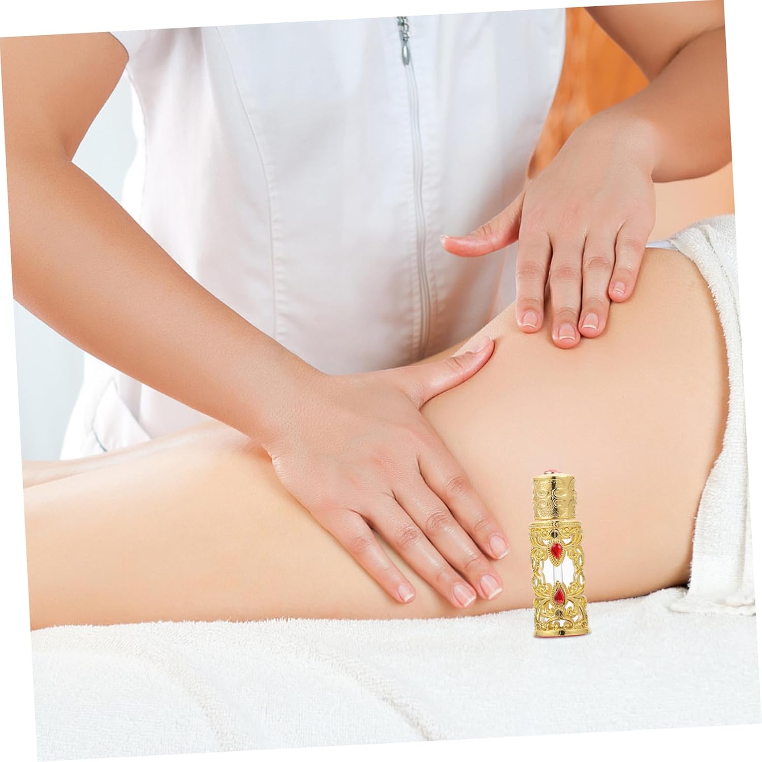 1pc Decorative Glass Perfume Bottle Vintage Style Essential Oil Container for Home and Travel